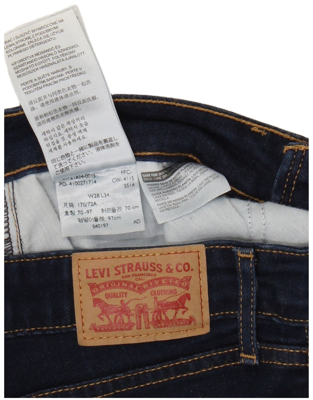 Damskie dżinsy Levi's 714 Straight W28 L30 Granatowa bawełna