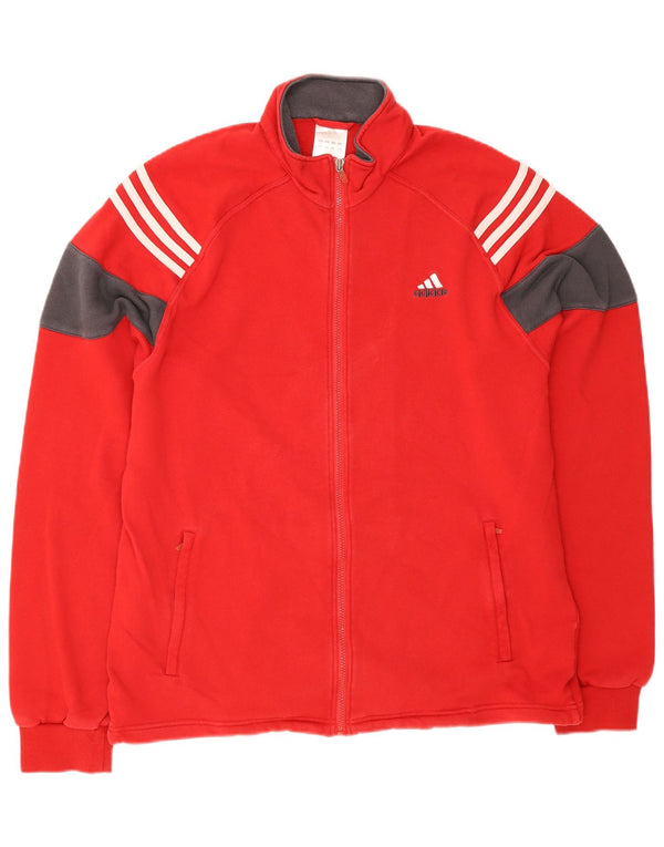 Adidas Męska bluza dresowa UK 48/50 XL Czerwona bawełna z blokami kolorów