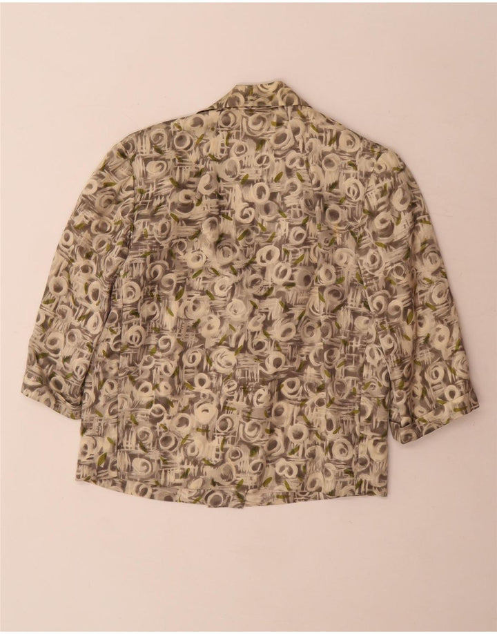 Dwuczęściowy zestaw damski w stylu vintage z abstrakcyjnym wzorem, rękawem 3/4, UK 12, średni szary