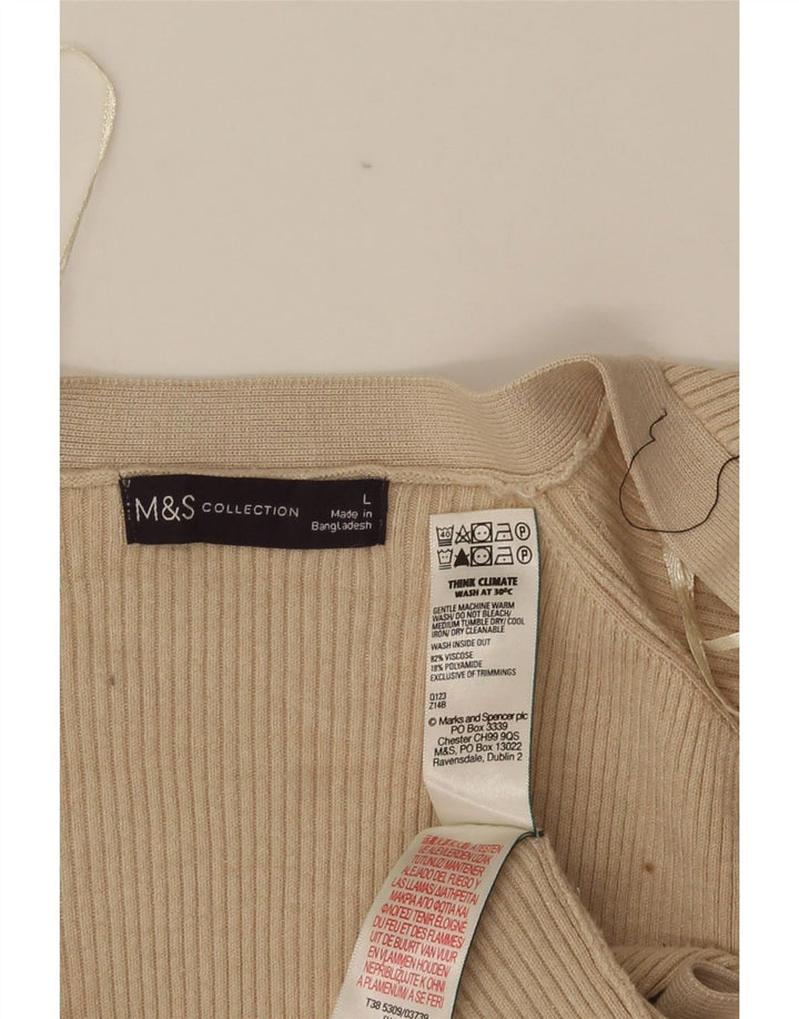 Marks & Spencer Damski długi sweter rozpinany UK 14, duży, beżowy