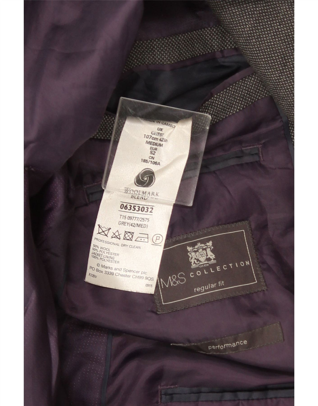 Marks & Spencer Męska marynarka zapinana na 2 guziki o regularnym kroju UK 42, duża, szara