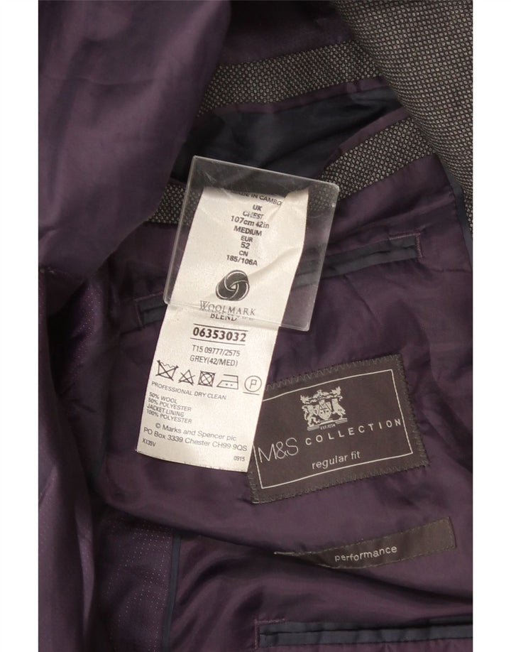 Marks & Spencer Męska marynarka zapinana na 2 guziki o regularnym kroju UK 42, duża, szara