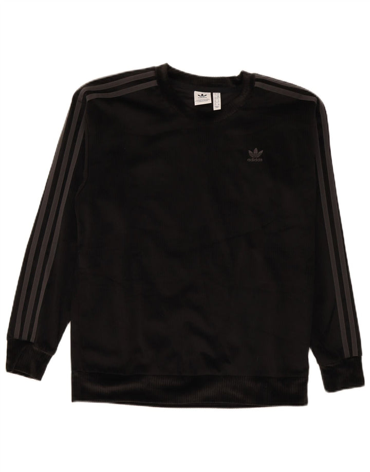 Adidas Damska bluza oversize welurowa Jumper UK 6 XS Czarny poliester