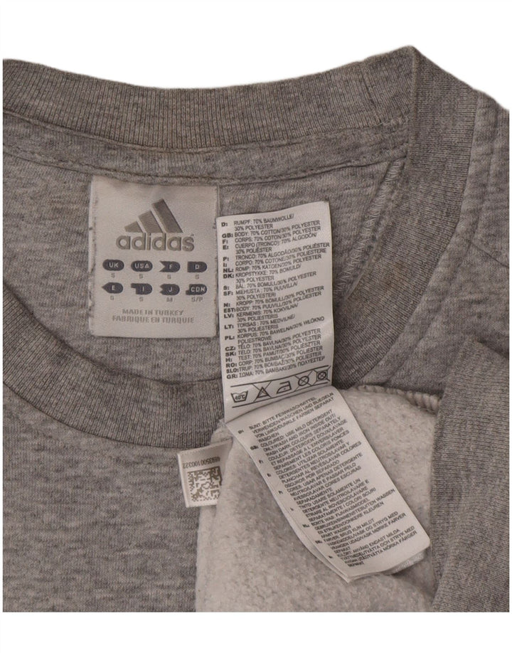 Adidas Męska bluza z grafiką, mała, szara, bawełniana