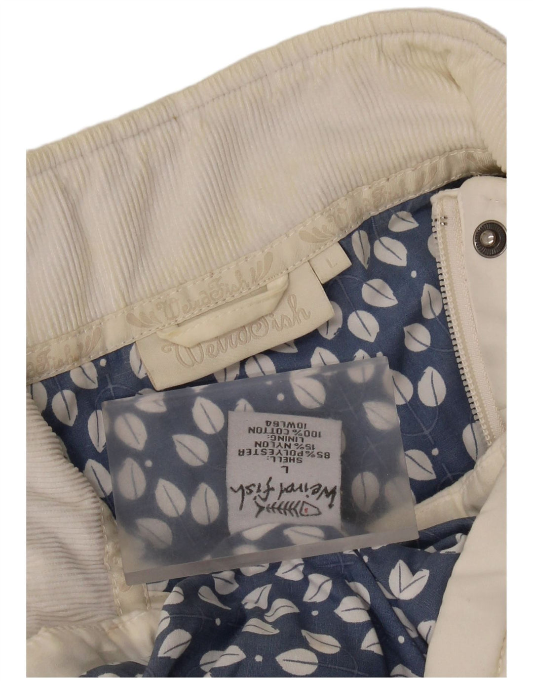 Damska wyściełana kamizelka WEIRD FISH UK 14, duża, biała, poliester