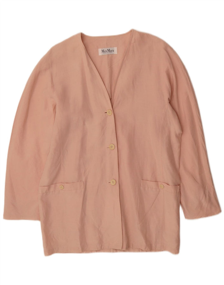 Męska marynarka zapinana na 3 guziki Max Mara UK 12 Średni różowy lniany