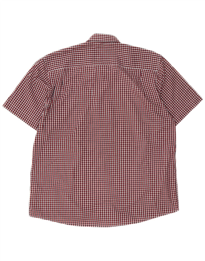 Męska koszula z krótkim rękawem Pierre Cardin o regularnym kroju, 3XL, poliester w czerwoną kratę