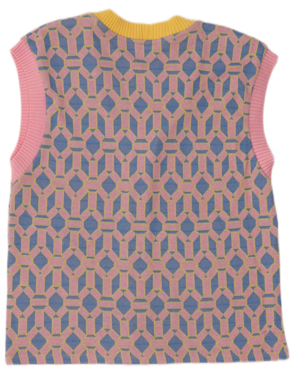 Damski sweter bez rękawów Zara UK 14 Średni niebieski geometryczny