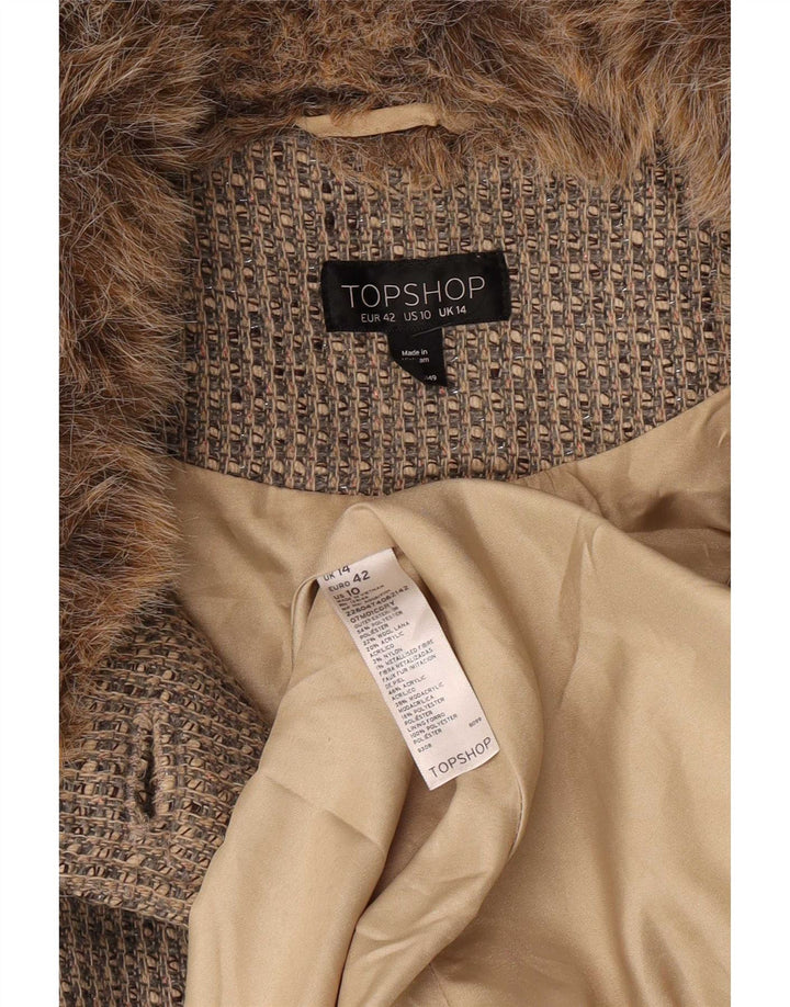 Topshop damski płaszcz UK 14, duży, szary, poliester