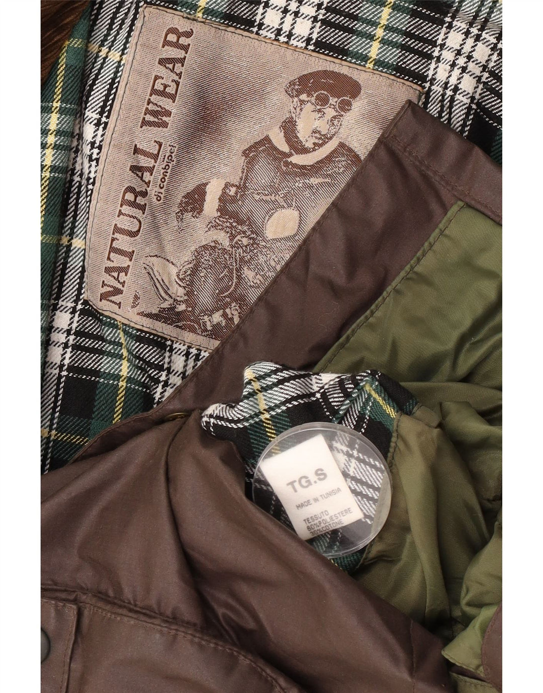 Conbipel Męska luźna kurtka z woskowanej bawełny UK 36, mały brązowy poliester