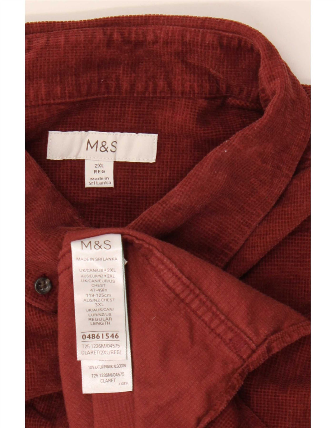 Koszula męska Marks & Spencer 2XL, bordowa, bawełniana