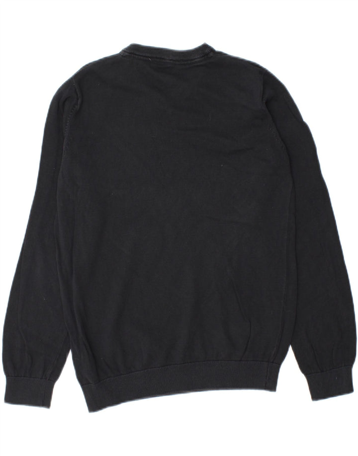 MARKS & SPENCER Boys V-Neck Jumper Sweater 11-12 Years Black Cotton Vintage Marks & Spencer and Second-Hand Marks & Spencer from Messina Hembry 