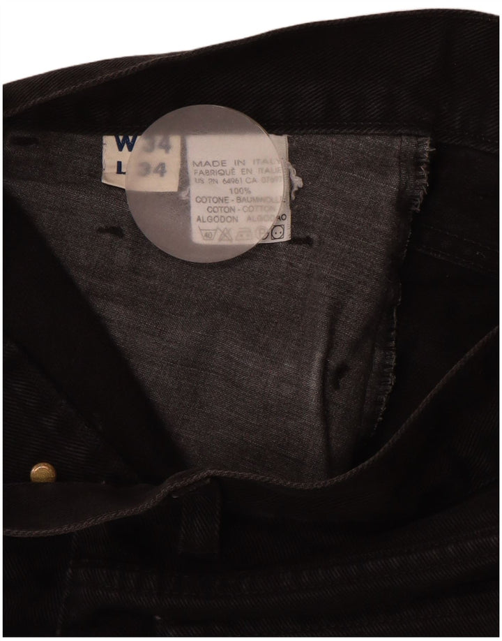 BENETTON Męskie proste dżinsy W34 L29 Czarne bawełniane