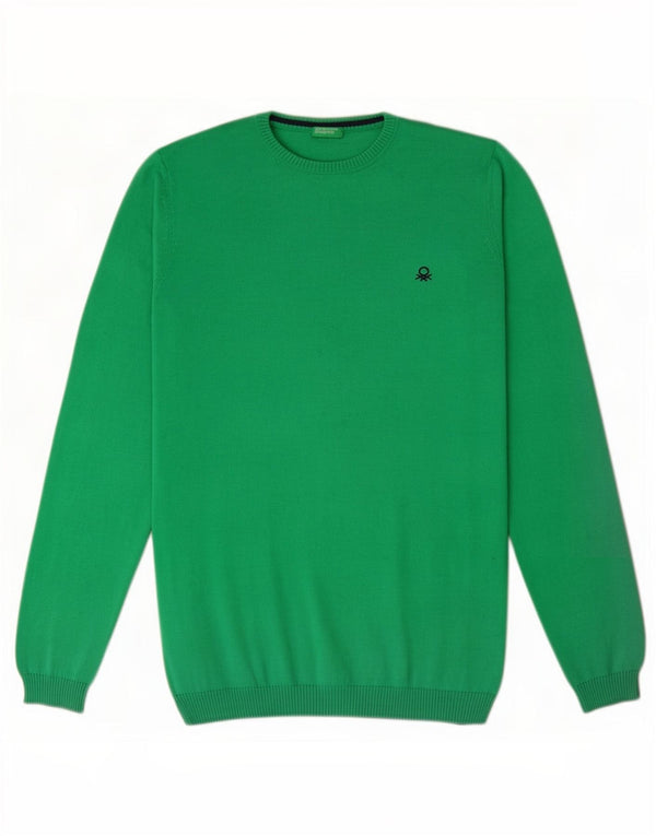 Sweter chłopięcy Benetton z okrągłym dekoltem, 13-14 lat, 3XL, zielona bawełna