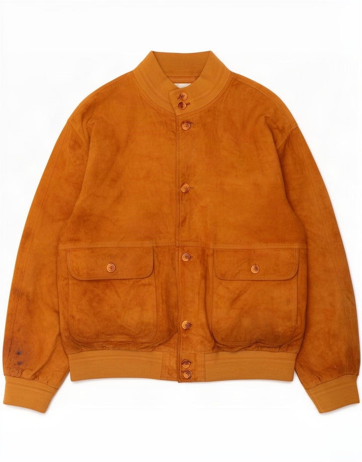 Vintage męska zamszowa kurtka bomber IT 54 2XL beżowa skóra