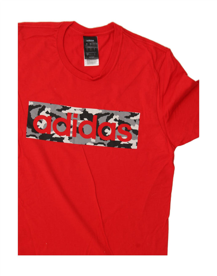 ADIDAS Mens Graphic T-Shirt Top Small Red Cotton Vintage Adidas and Second-Hand Adidas from Messina Hembry 