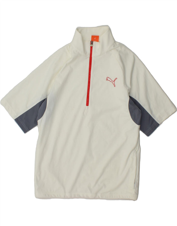 PUMA Mens Short Sleeve Pullover Tracksuit Top Small Off White Colourblock Vintage Puma and Second-Hand Puma from Messina Hembry 