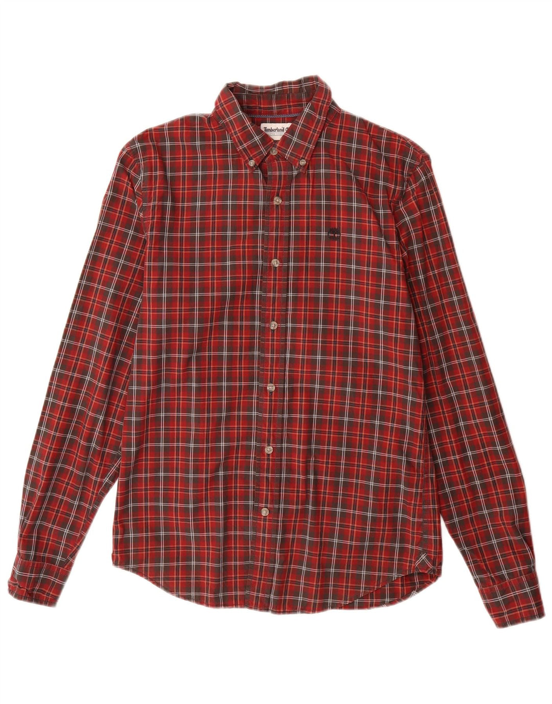 TIMBERLAND Mens Slim Fit Shirt Small Red Check Cotton