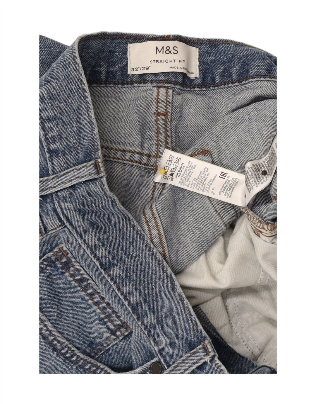 Marks & Spencer Męskie proste dżinsy W32 L29 Niebieskie bawełniane