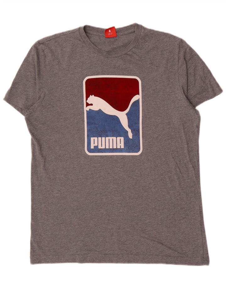Męska koszulka z grafiką Puma, duża, szara