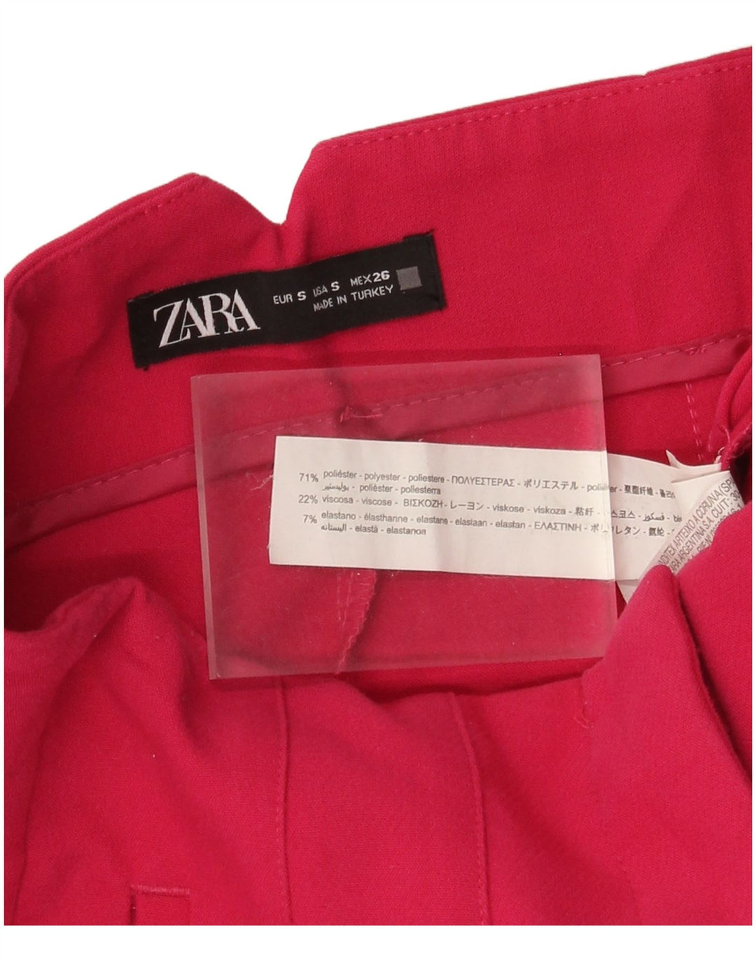 Damskie zwężane spodnie garniturowe Zara, małe W26 L26, różowe, poliestrowe