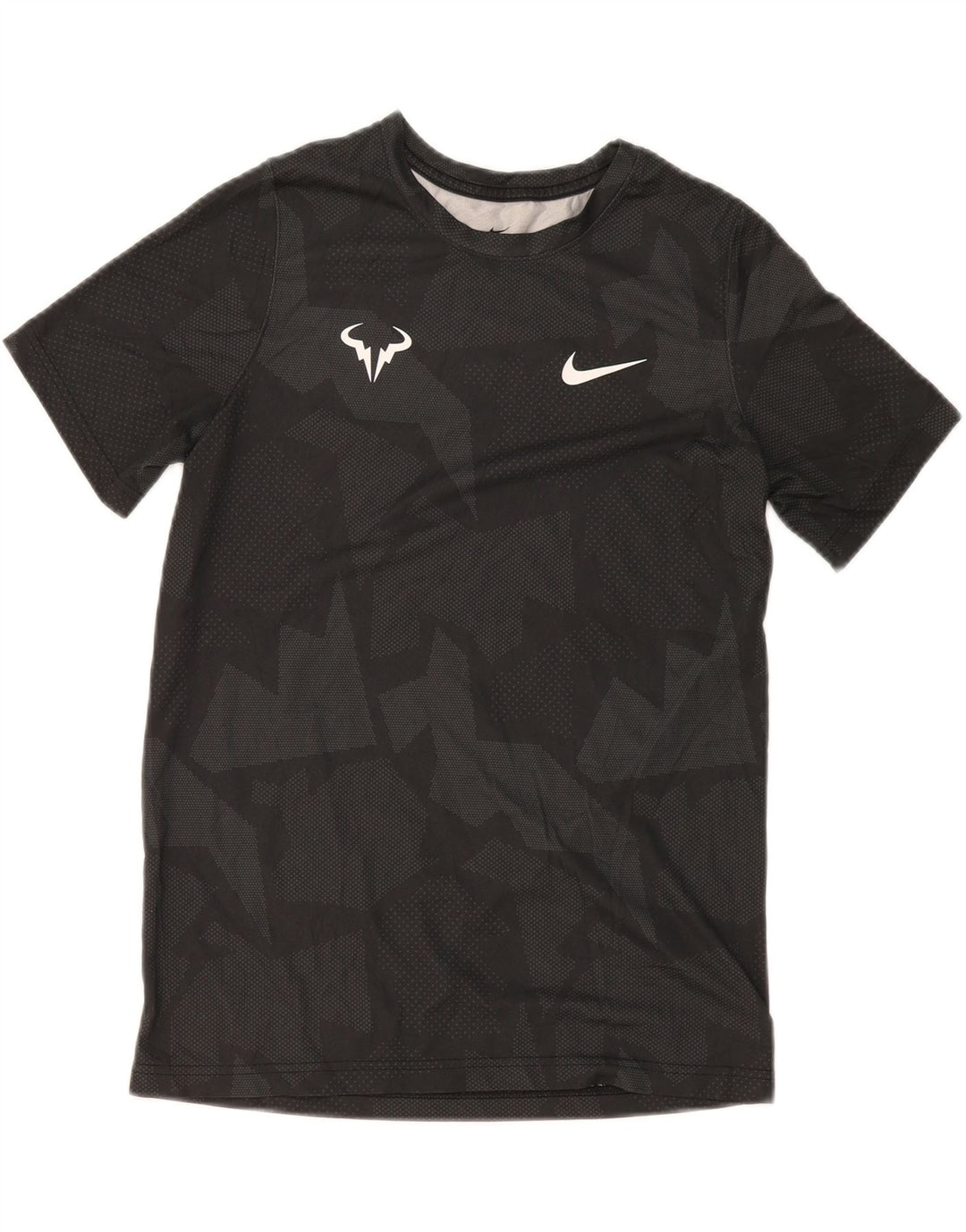 Chłopięcy T-shirt Nike Rafa 13-14 lat XL, szary, geometryczny poliester