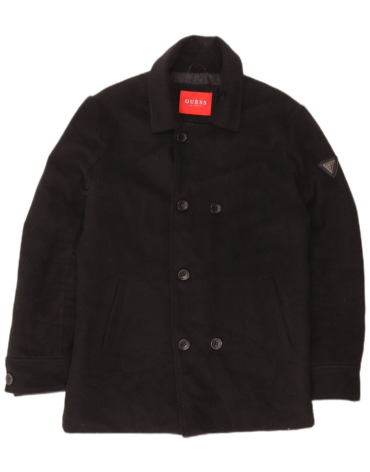 Płaszcz męski Guess Pea Coat UK 40, duży, czarny, poliestrowy