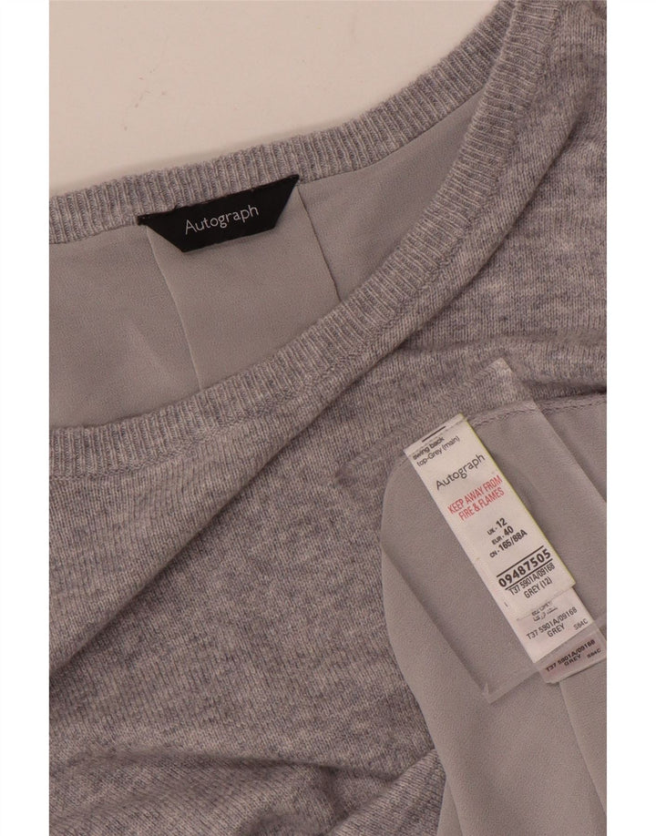 MARKS & SPENCER Damski sweter z dekoltem w łódkę UK 12 Średni szary