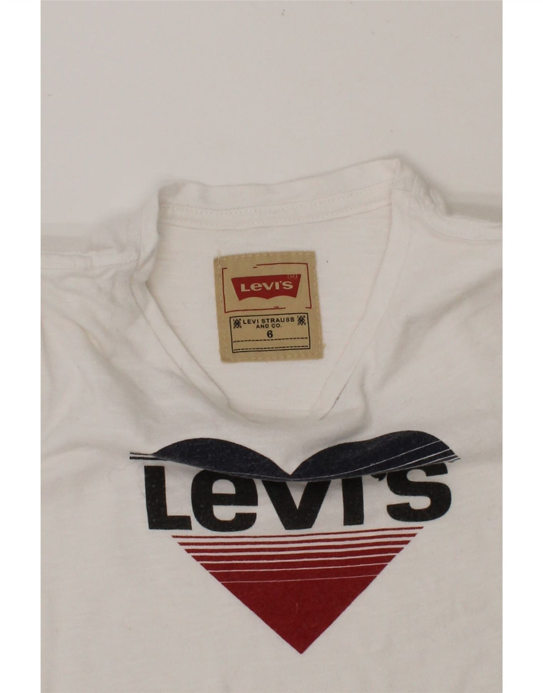 LEVI'S Girls Graphic Top Long Sleeve 5-6 Years White Vintage Levi's and Second-Hand Levi's from Messina Hembry 