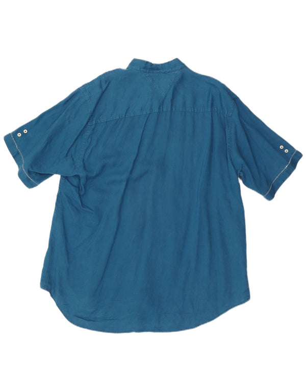 Męska koszula z krótkim rękawem TOMMY HILFIGER o dopasowanym kroju XL, niebieska