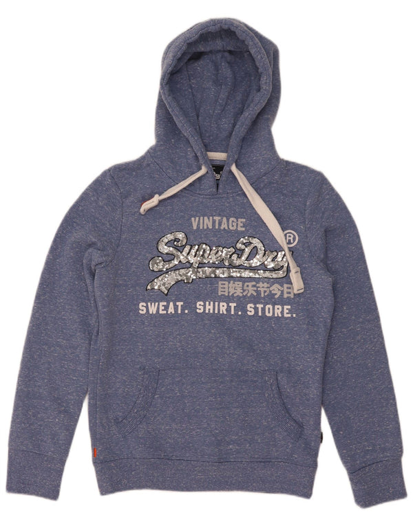 Damski sweter z kapturem Superdry, UK 8, mały, niebieski, nakrapiany poliester