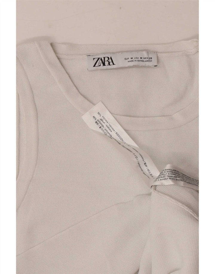 Damski krótki top Zara UK 12 Średnio-biała wiskoza