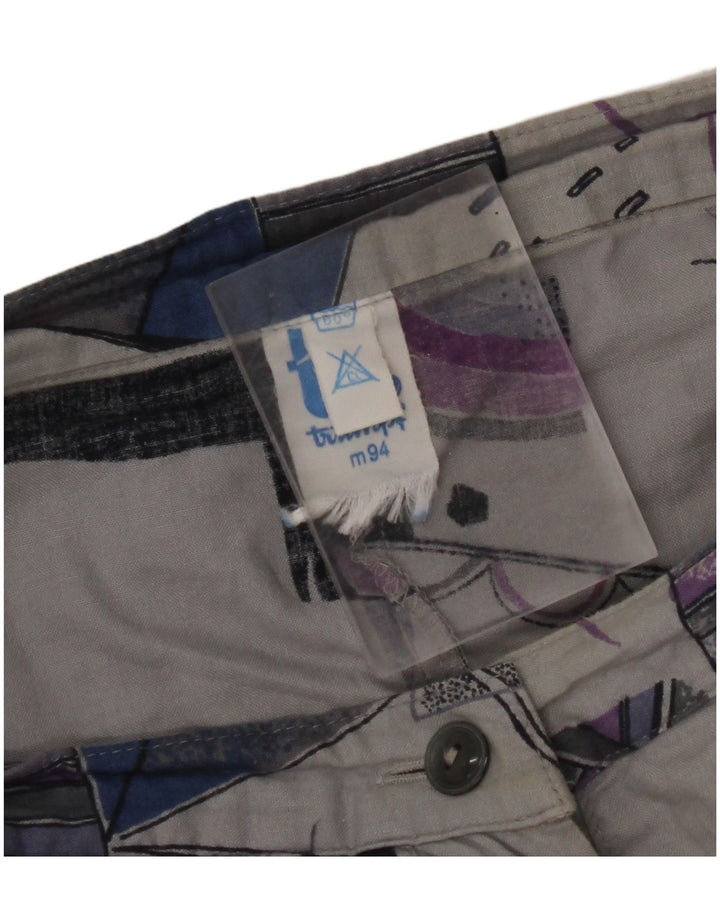 Damska spódnica w kształcie litery A z wysokim stanem VINTAGE W32, duża, szara, geometryczna