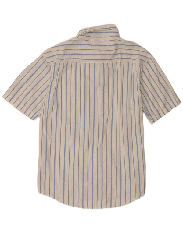 Koszula męska z krótkim rękawem Fila 2XL, biała, bawełniana w prążki