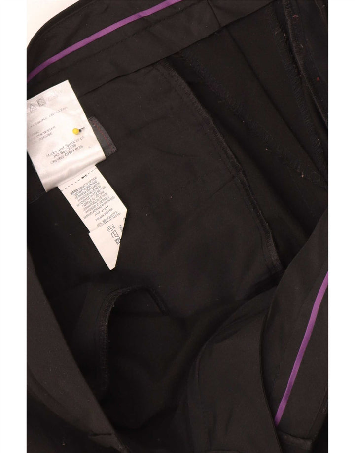 Marks & Spencer Męskie proste spodnie garniturowe W32 L31 Czarny poliester