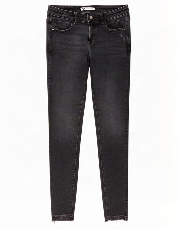 Damskie jeansy rurkowe Zara w trudnej sytuacji EU 38 Small W28 L27 Szara bawełna
