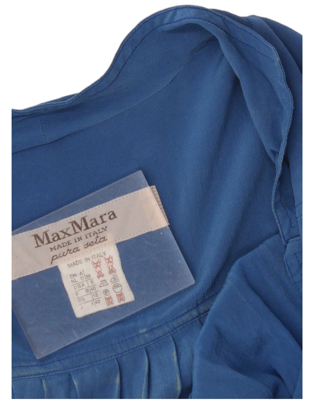Damska sukienka koszulowa oversize z krótkim rękawem MAX MARA UK 12 Średni niebieski