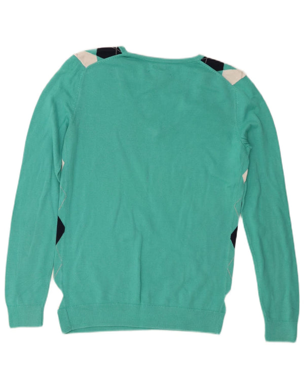 Damski sweter Tommy Hilfiger z dekoltem w kształcie litery V, UK 6 XS, turkusowy