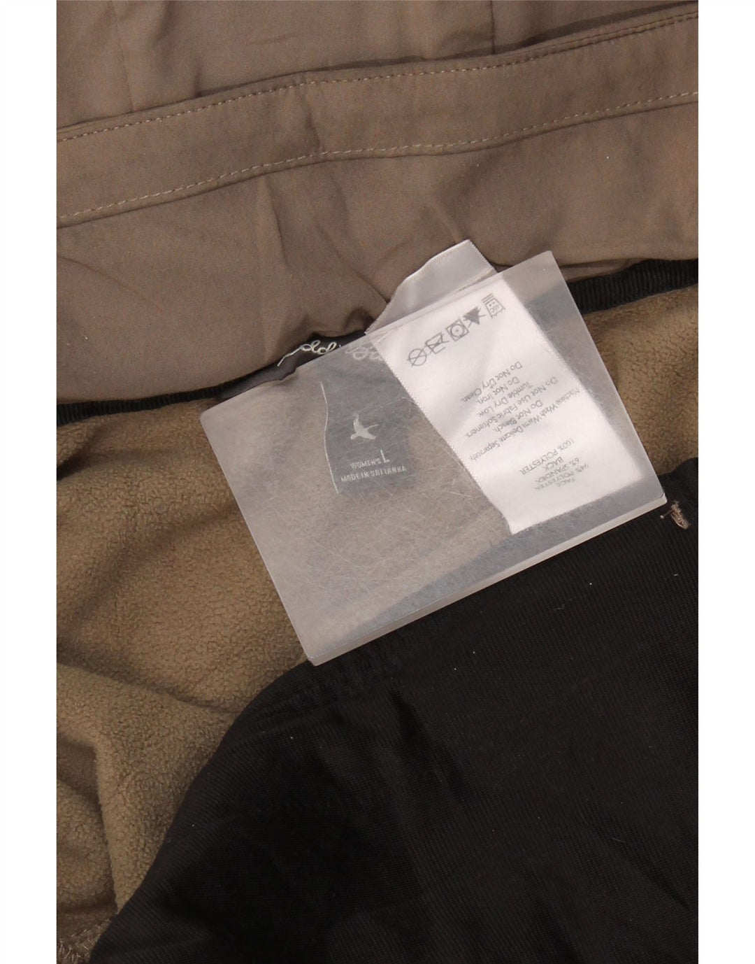 EDDIE BAUER Damski płaszcz wiatrówka z kapturem UK 16, duży beżowy poliester