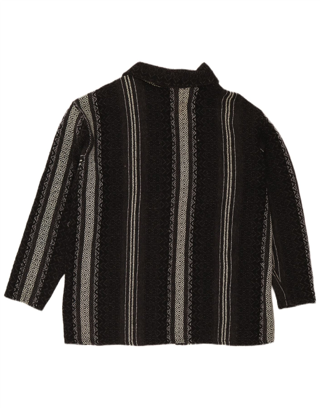 Vintage męski sweter rozpinany XL czarna geometryczna wełna Aztec