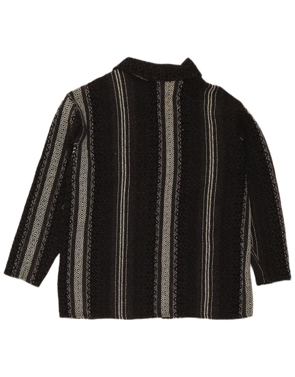 Vintage męski sweter rozpinany XL czarna geometryczna wełna Aztec