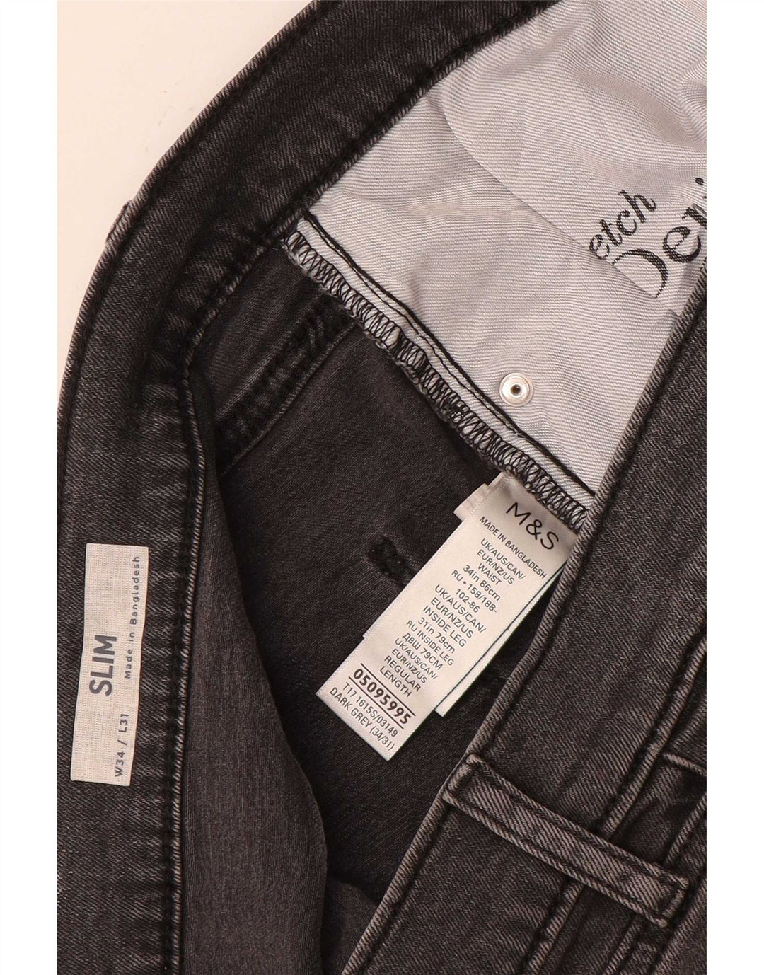 Marks & Spencer Męskie jeansy slim W34 L31 Szara bawełna