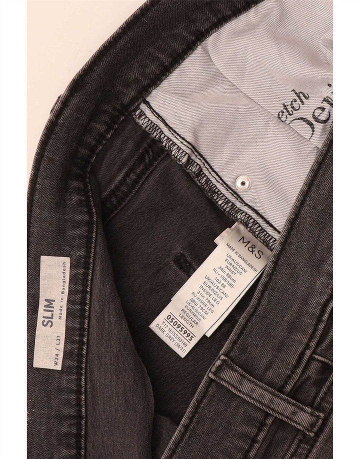 Marks & Spencer Męskie jeansy slim W34 L31 Szara bawełna
