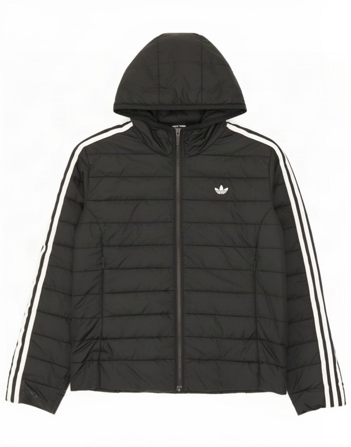 Damska kurtka z kapturem i wyściełaną Adidas UK 14, średni czarny poliester