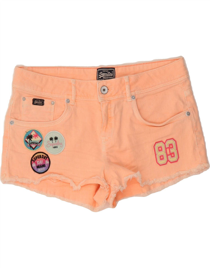 SUPERDRY Womens Graphic Denim Shorts W28 Medium Pink Vintage Superdry and Second-Hand Superdry from Messina Hembry 