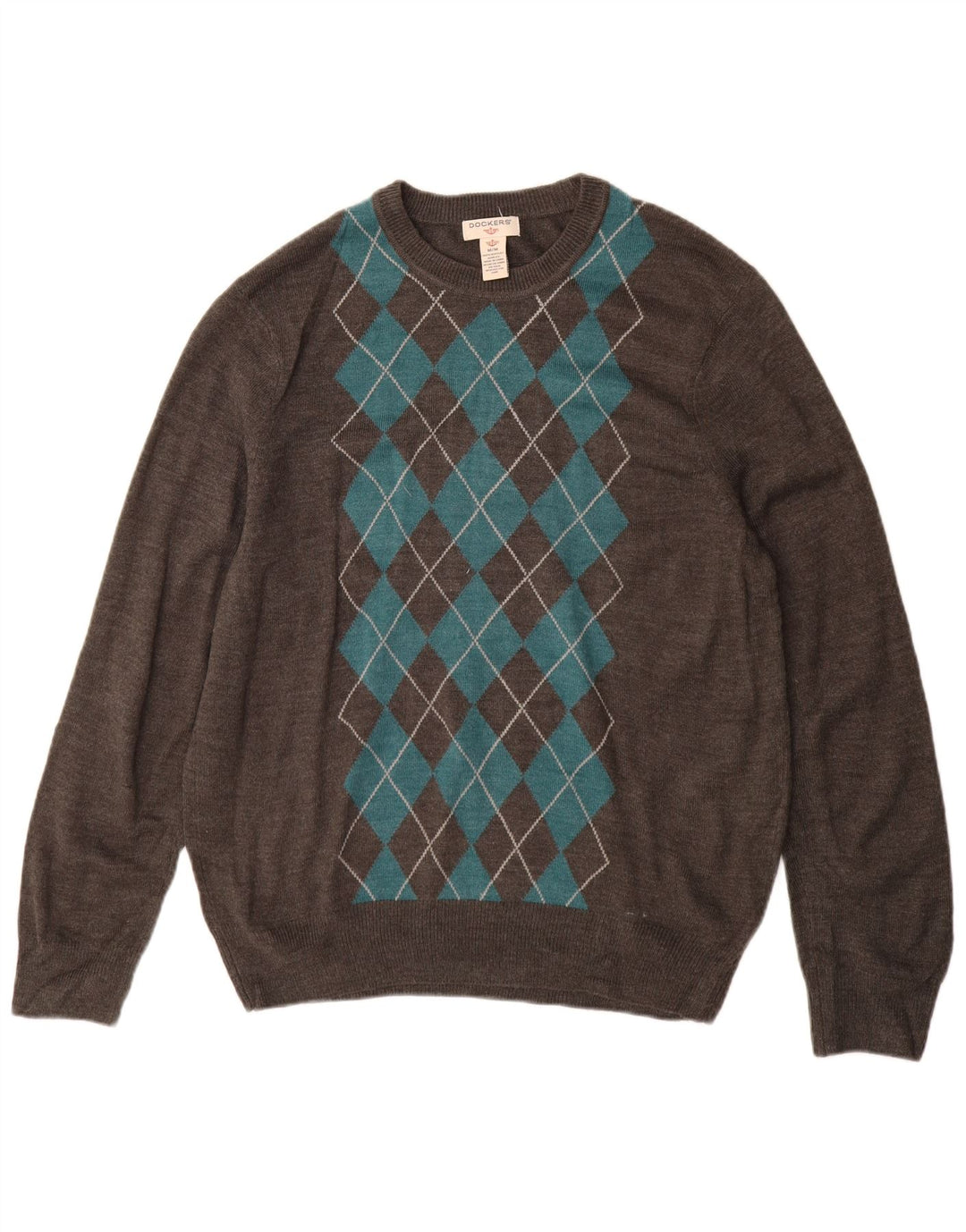 Męski sweter z wycięciem pod szyją Dockers, średnioszary, Argyle/Diamentowy akryl