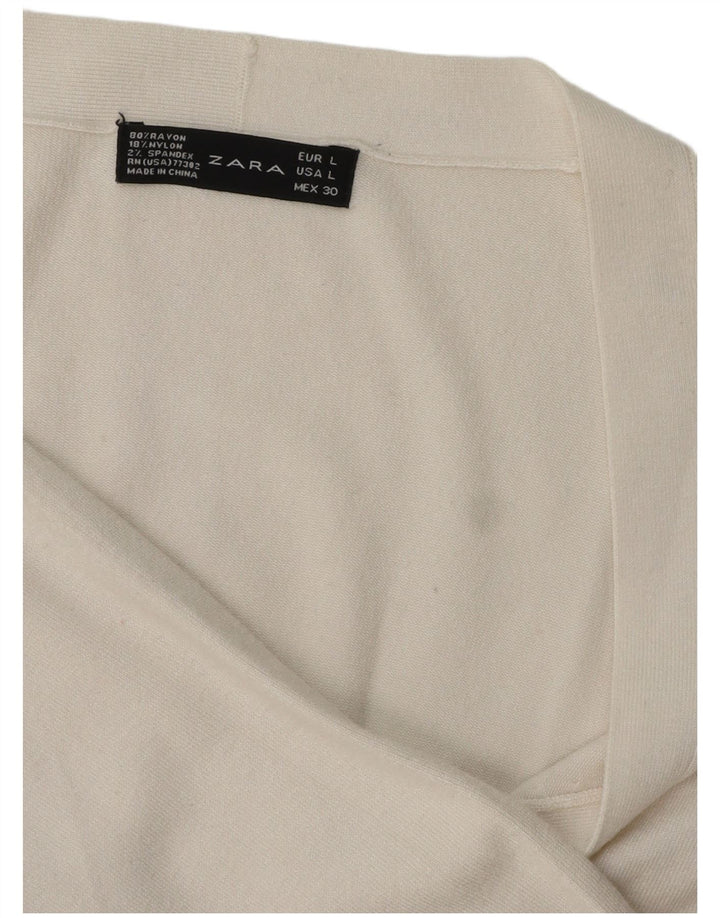 Sweter damski Zara Cardigan UK 16, duży, biały, sztuczny jedwab