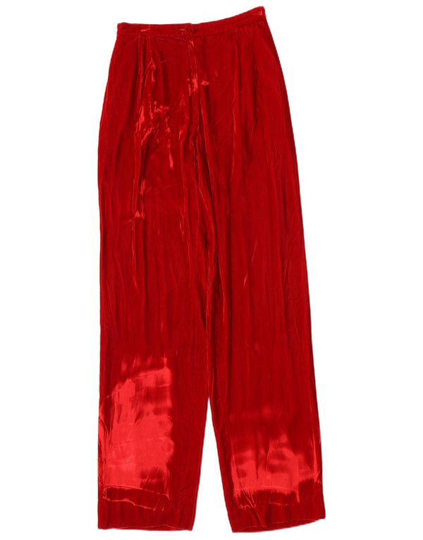 ANTONELLI Womens Velvet Pegged Casual Trousers W24 L30 Red Viscose