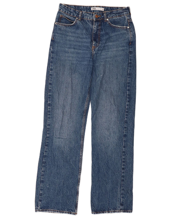 Damskie proste dżinsy Zara z wysokim stanem EU 36 XS W26 L31 niebieska bawełna