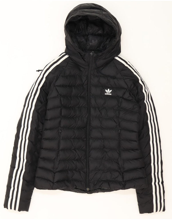 Damska kurtka z kapturem i wyściełaną Adidas UK 14, średni czarny poliester